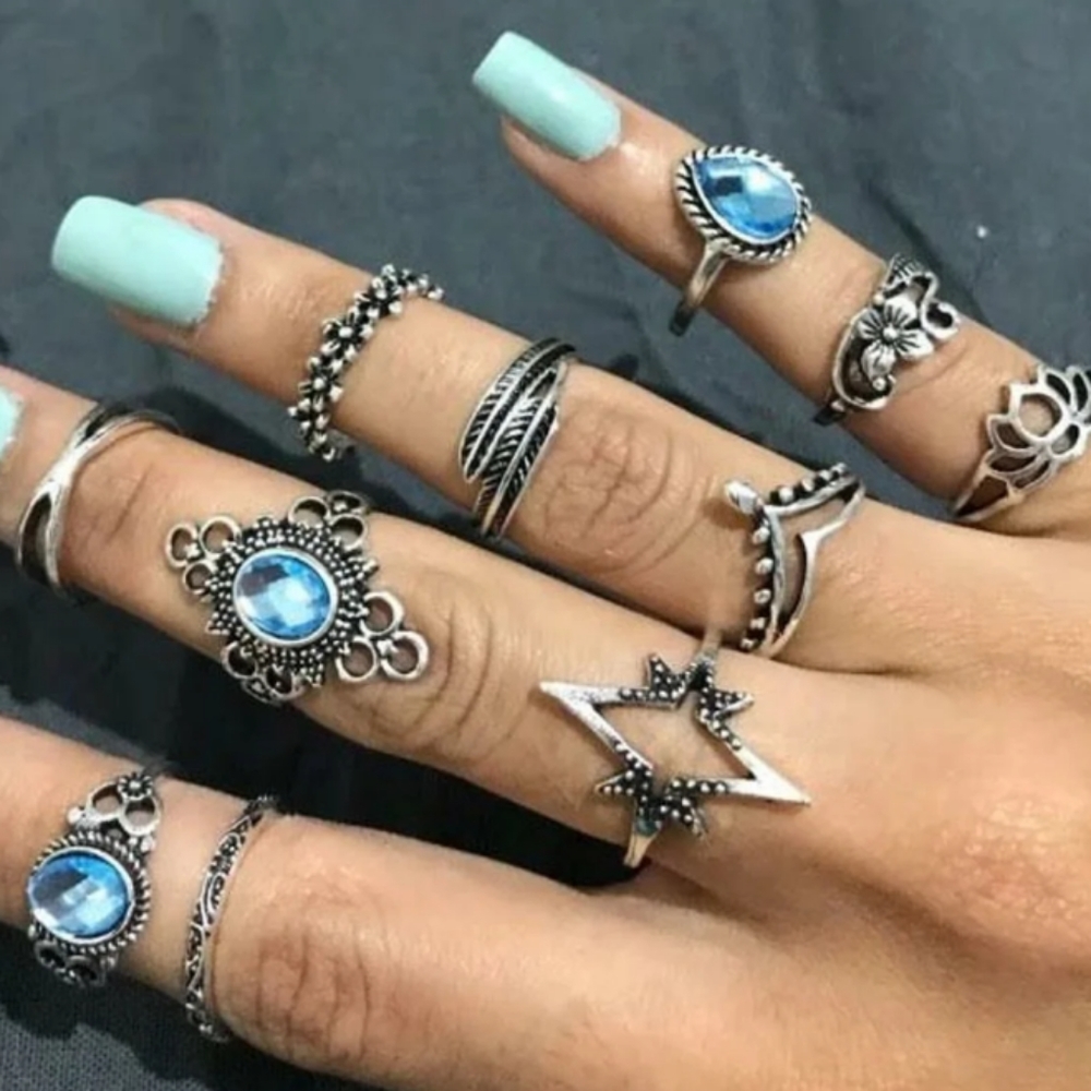 Sky Spirit Bohemian Midi Stacking Ring Set